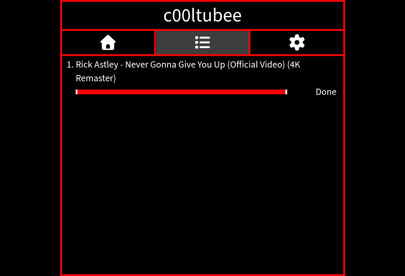 Download list page for c00ltubee, currently having a download card